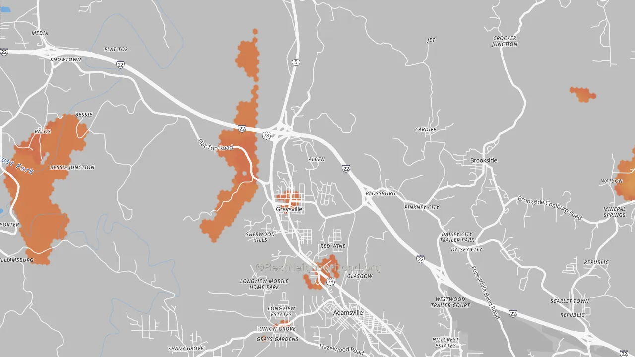 Bike Grade map of 35073, AL
