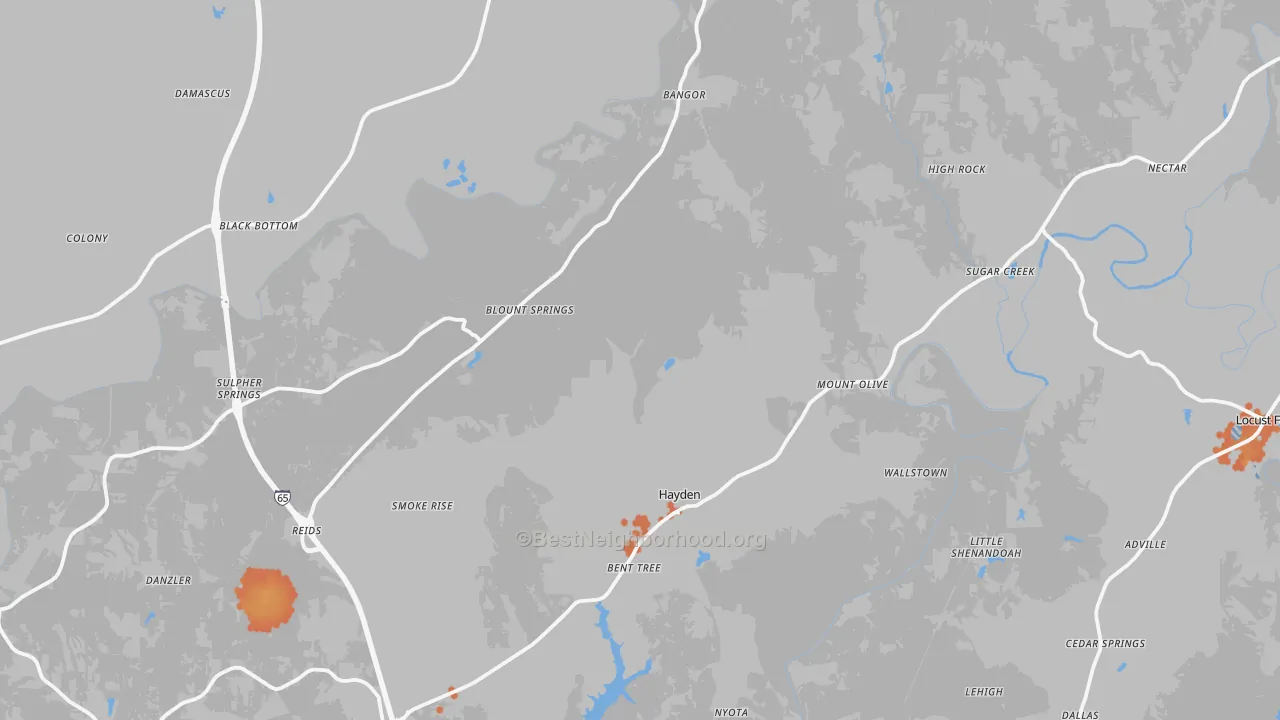 Bike Grade map of 35079, AL