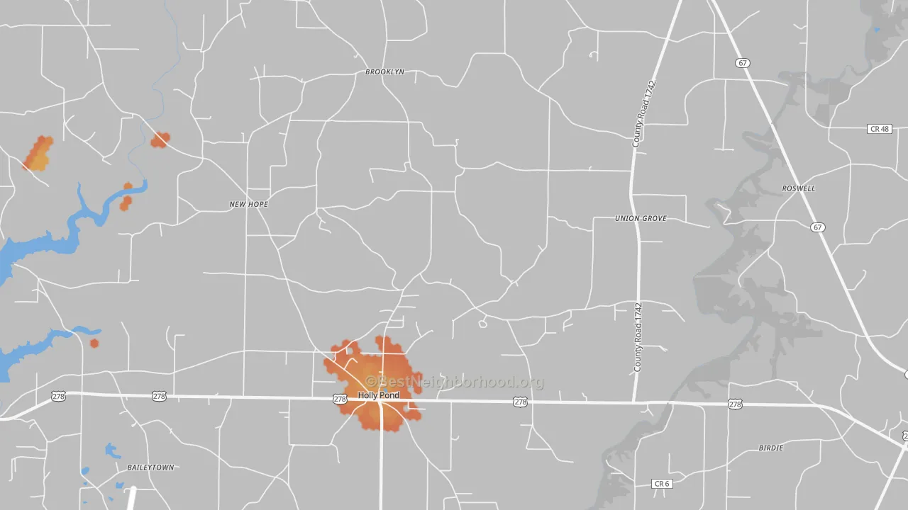 Bike Grade map of 35083, AL