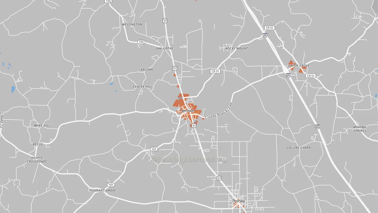 Bike Grade map of 35085, AL
