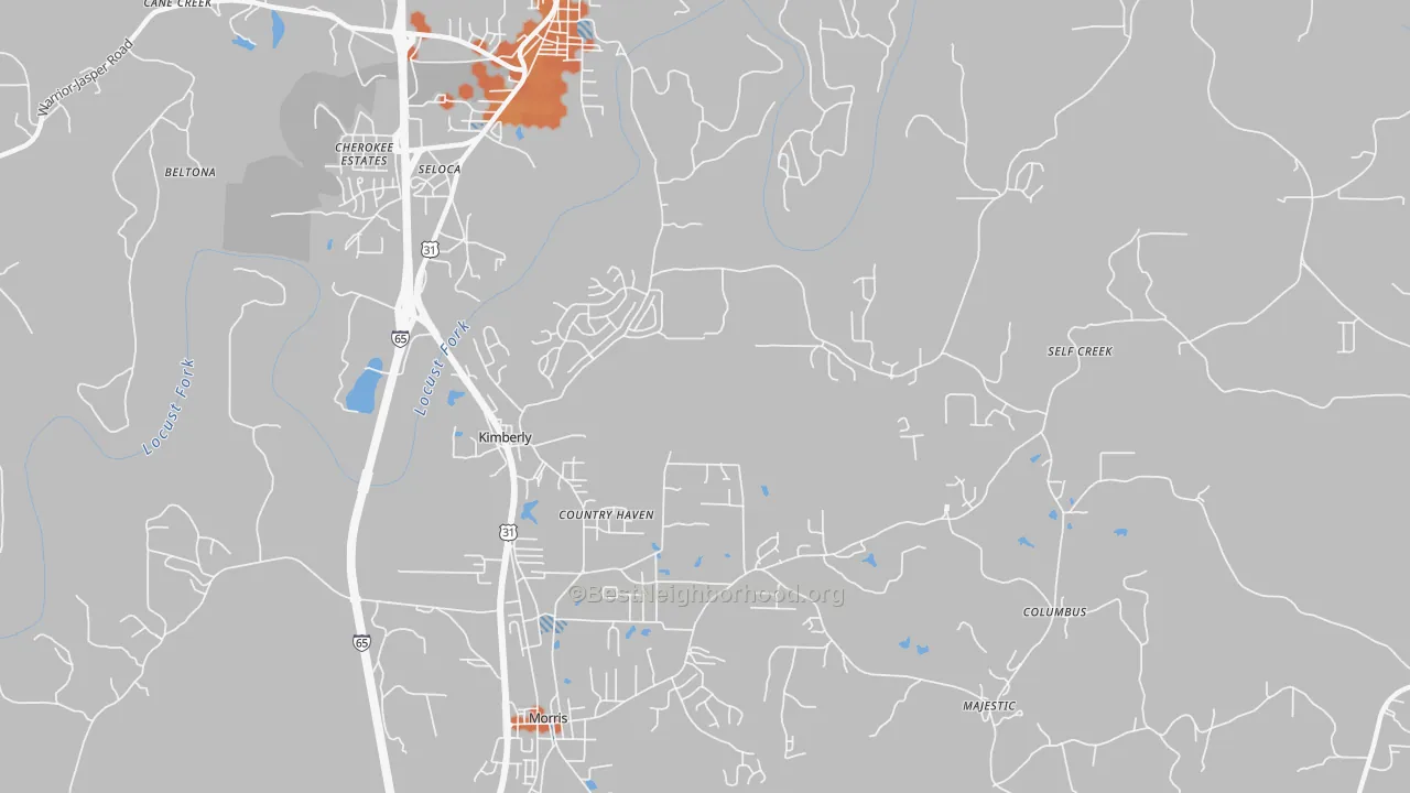 Bike Grade map of 35091, AL