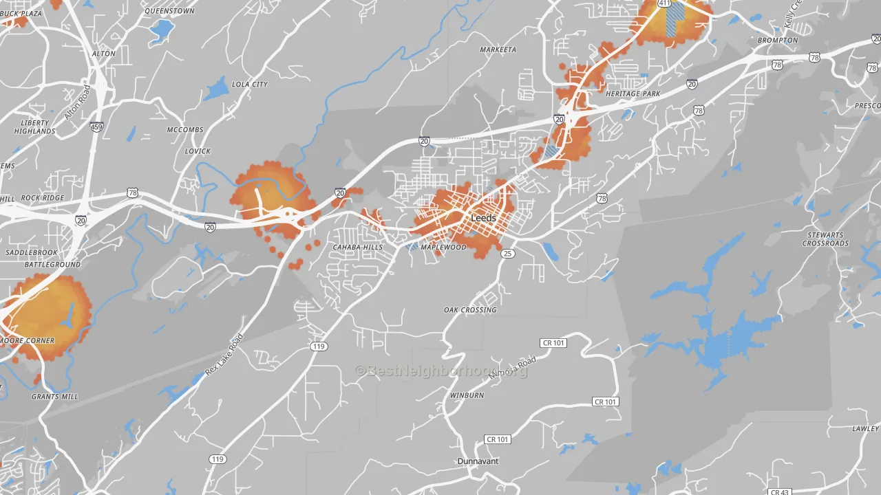 Bike Grade map of 35094, AL