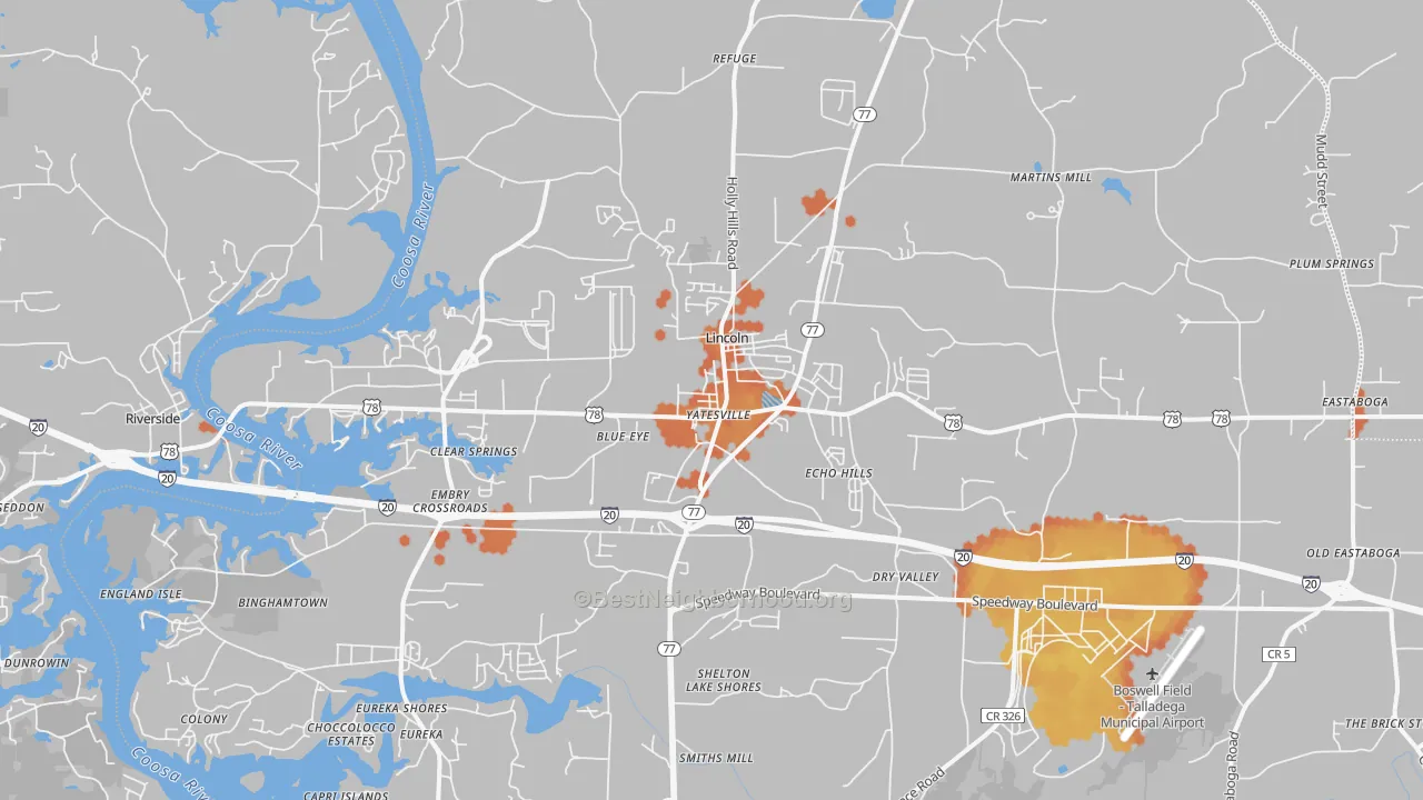 Bike Grade map of 35096, AL