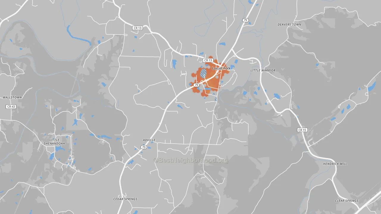 Bike Grade map of 35097, AL