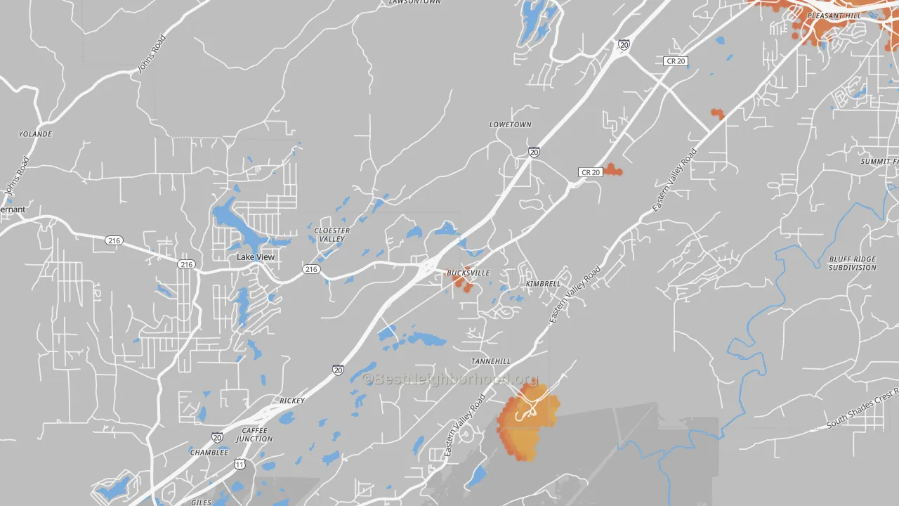 Bike Grade map of 35111, AL