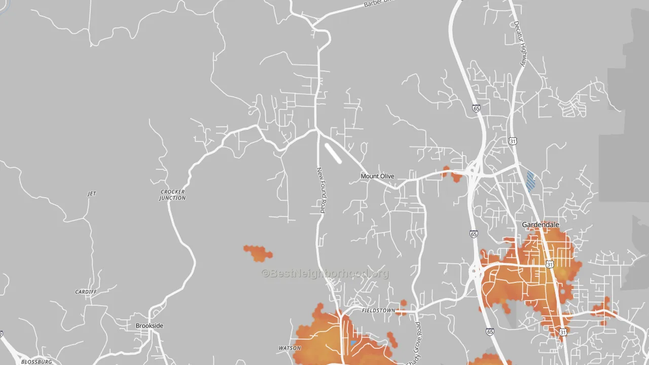 Bike Grade map of 35117, AL