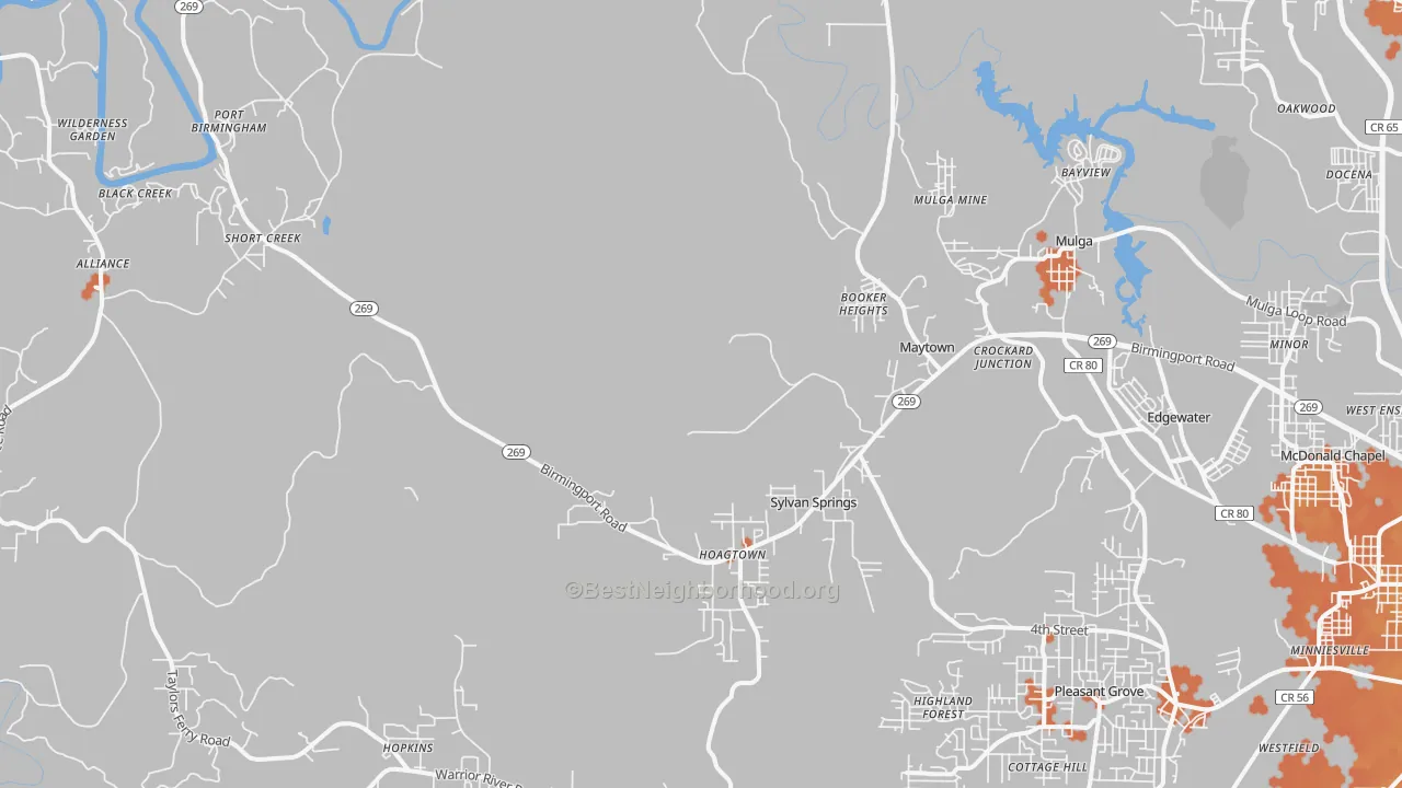 Bike Grade map of 35118, AL