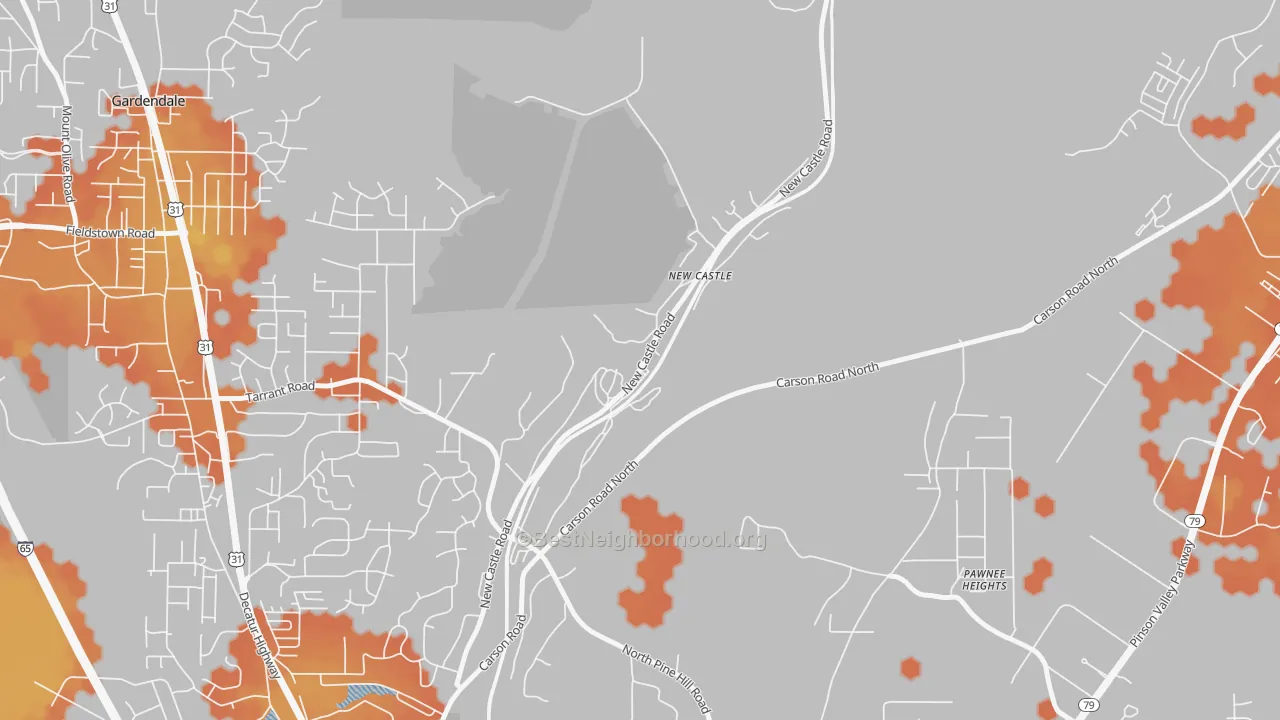 Bike Grade map of 35119, AL