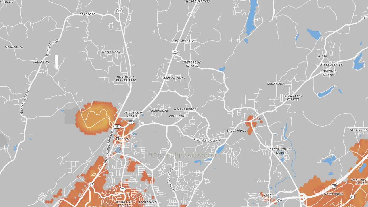 Bike Grade map of 35126, AL
