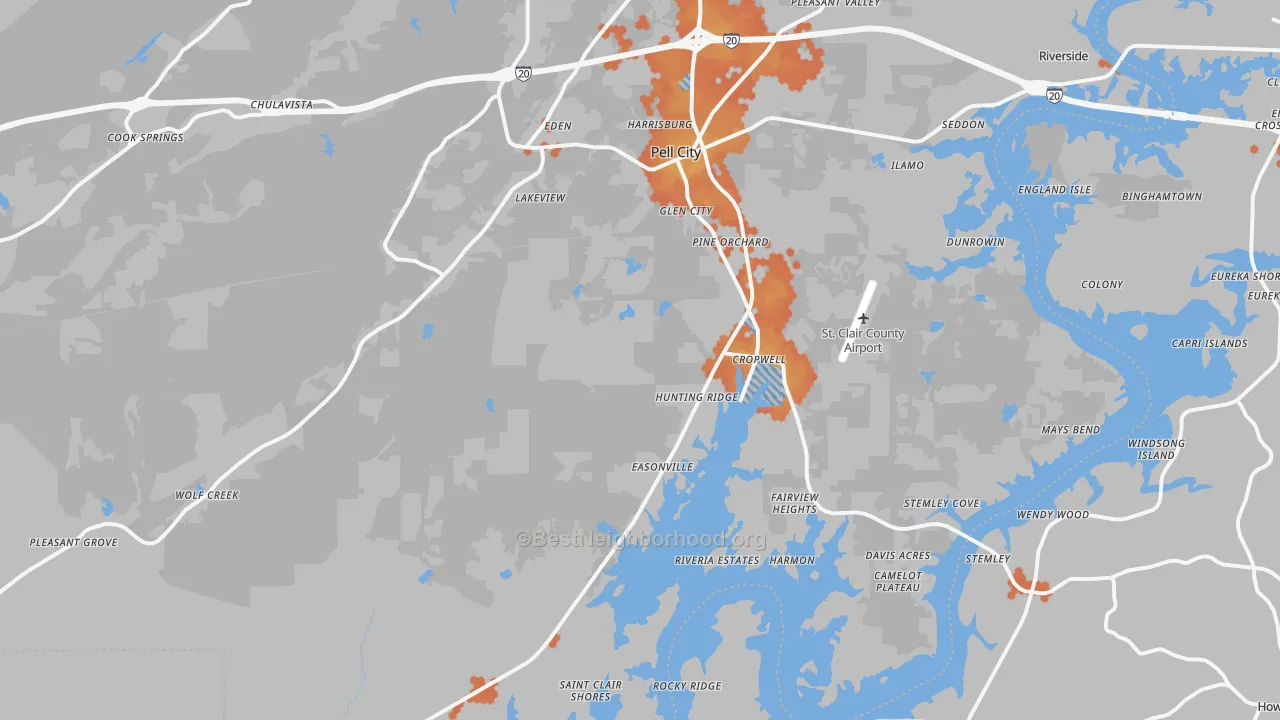 Bike Grade map of 35128, AL