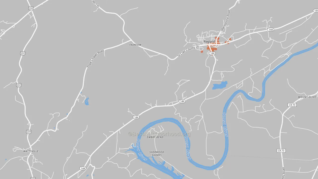 Bike Grade map of 35131, AL