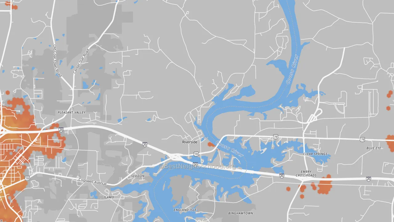 Bike Grade map of 35135, AL