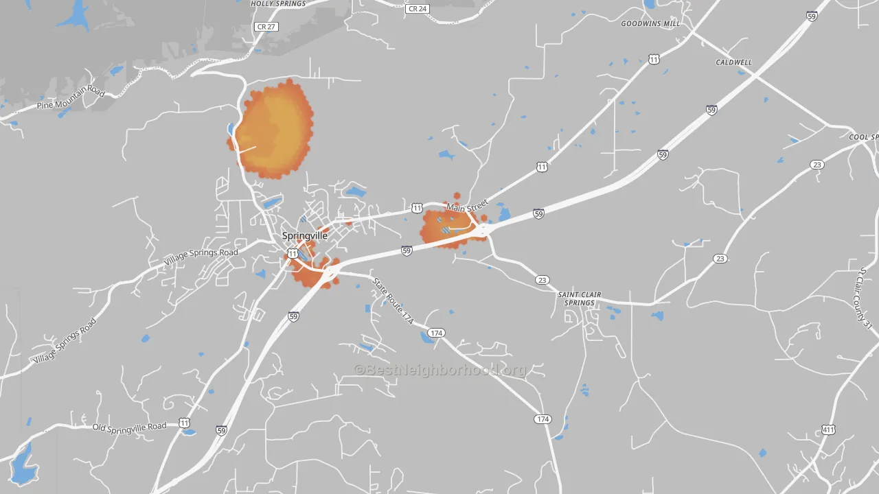Bike Grade map of 35146, AL