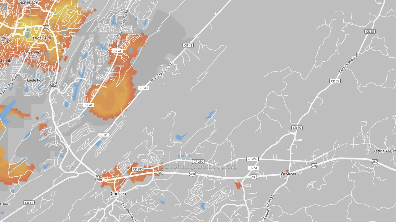 Bike Grade map of 35147, AL