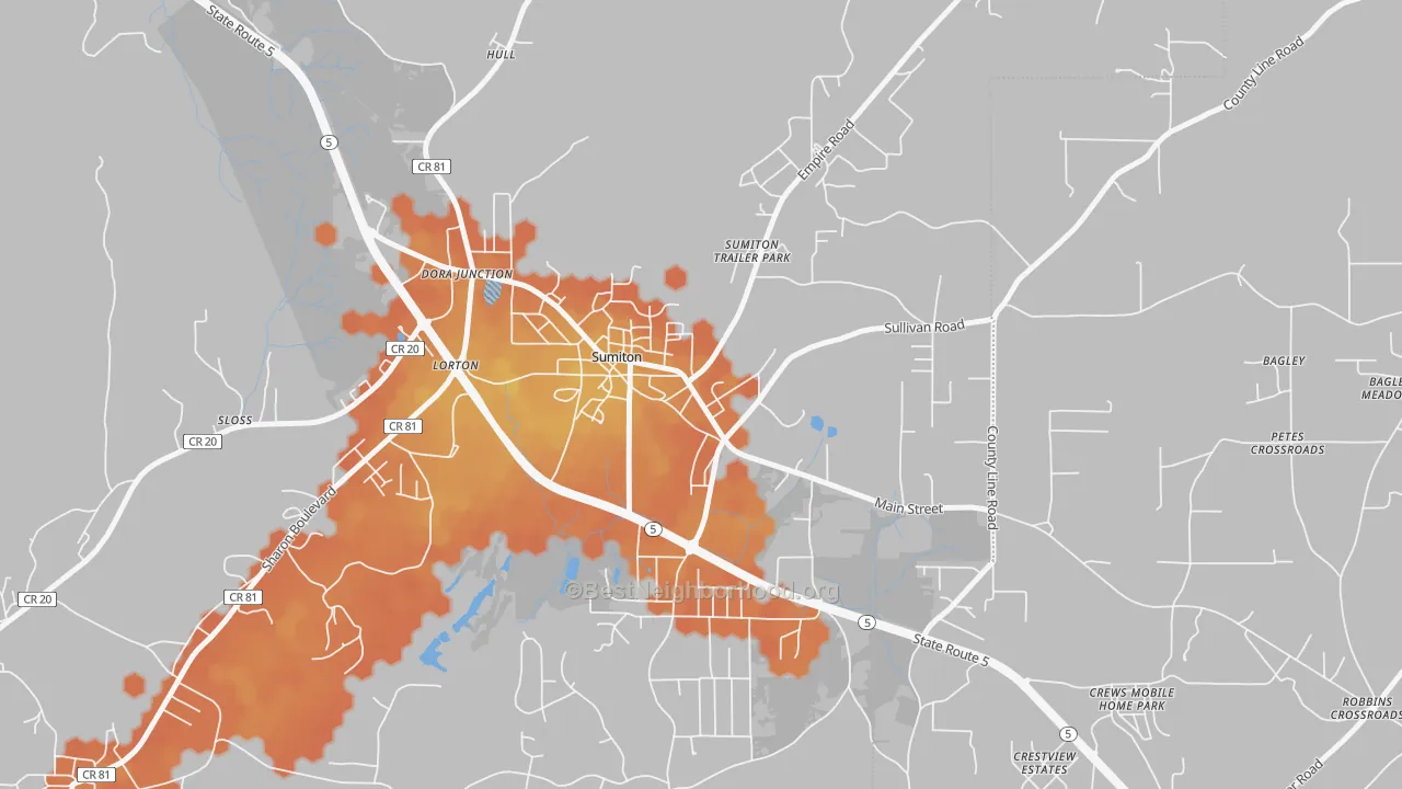 Bike Grade map of 35148, AL