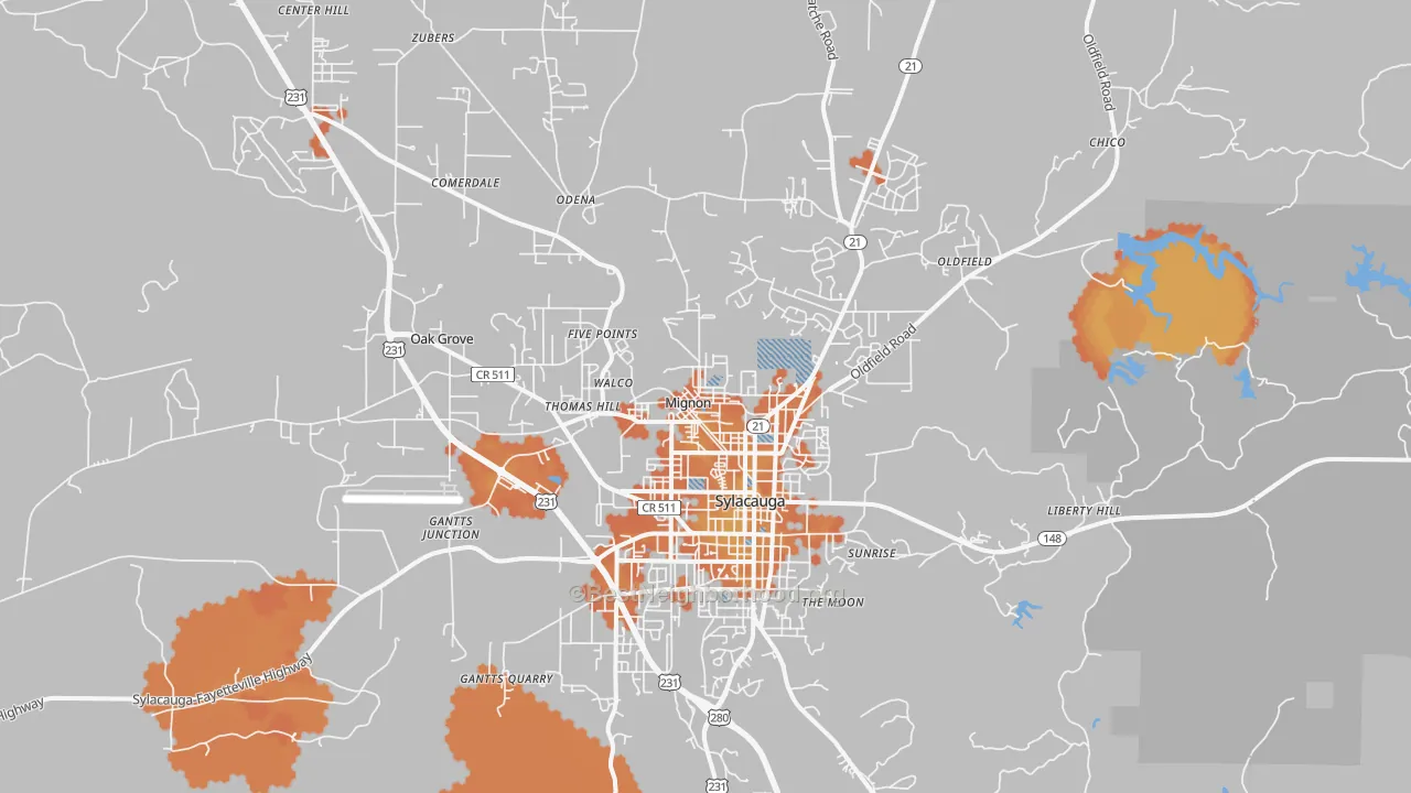 Bike Grade map of 35150, AL
