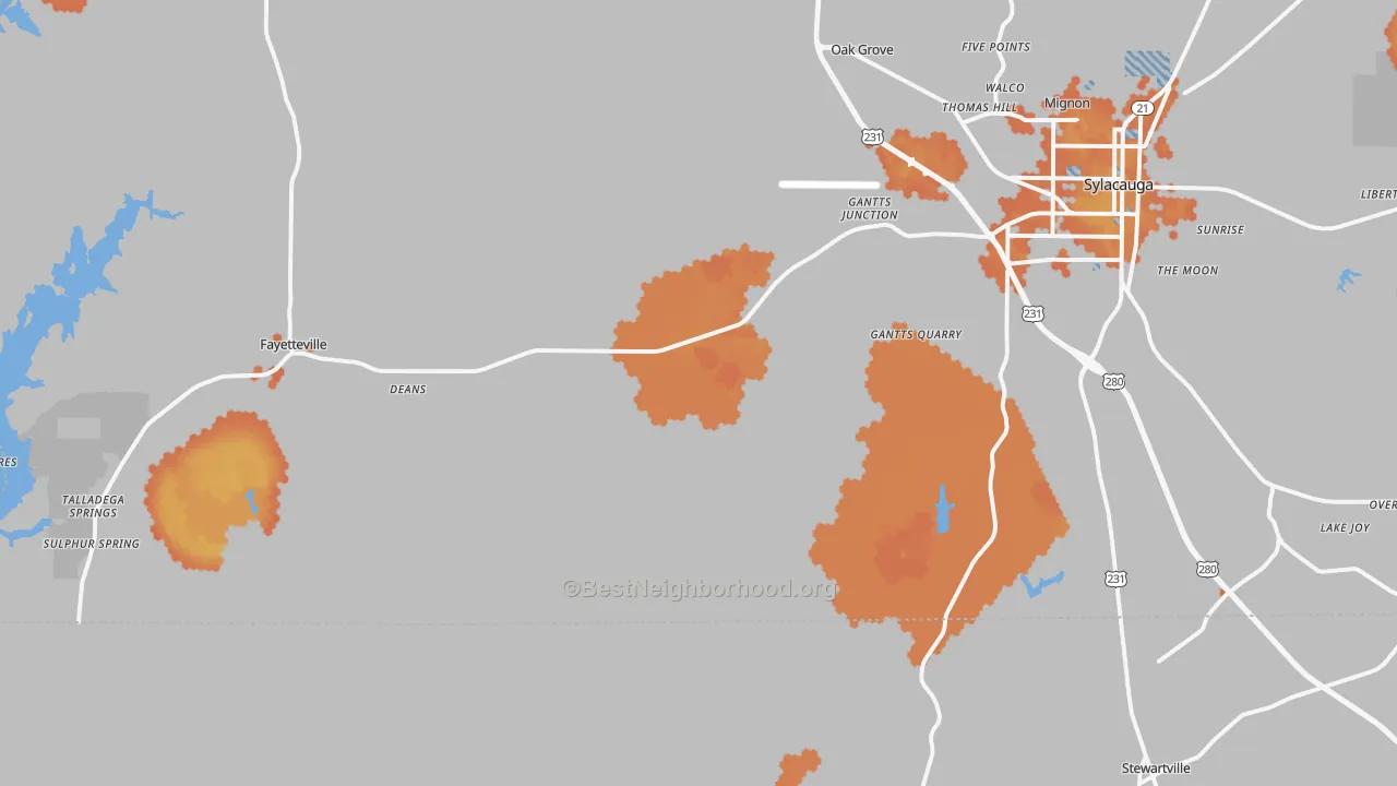 Bike Grade map of 35151, AL
