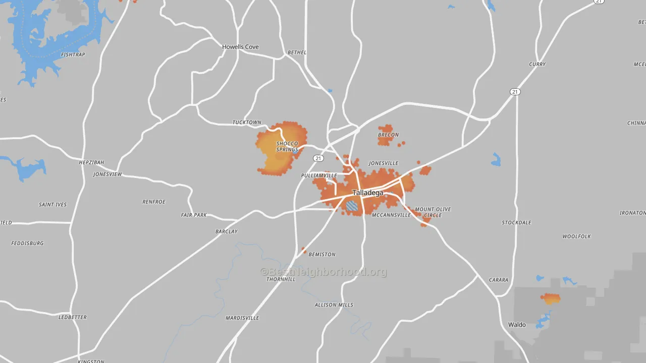 Bike Grade map of 35160, AL