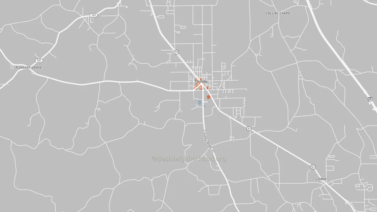 Bike Grade map of 35171, AL
