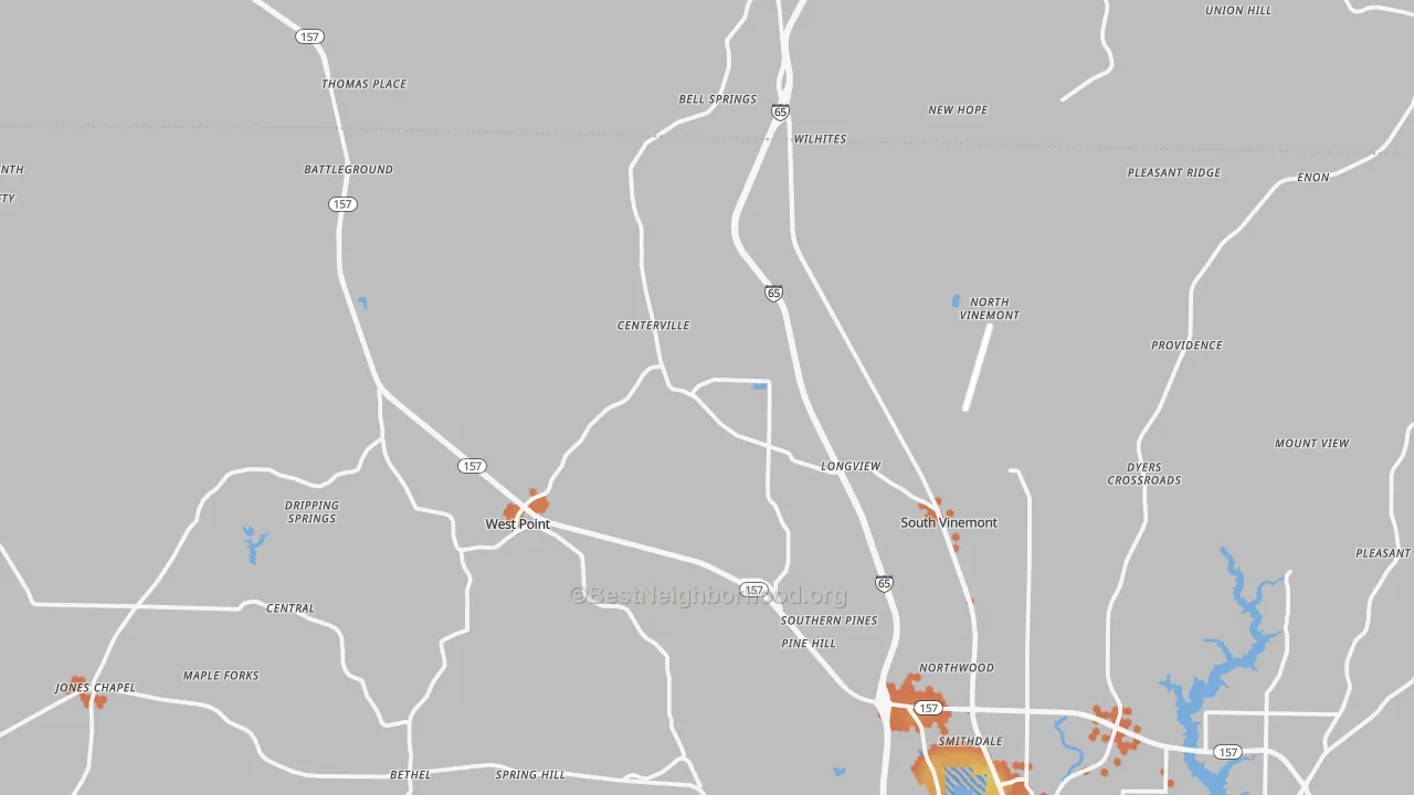 Bike Grade map of 35179, AL