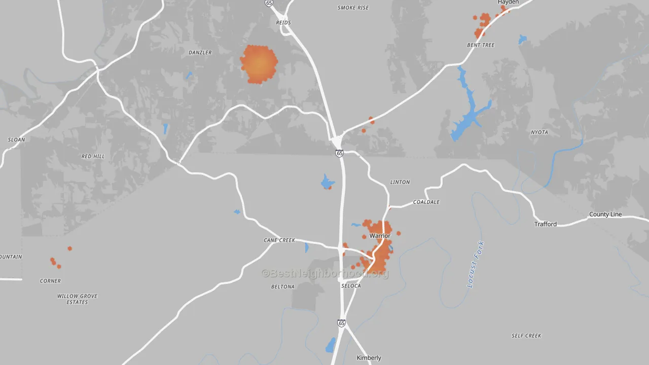 Bike Grade map of 35180, AL
