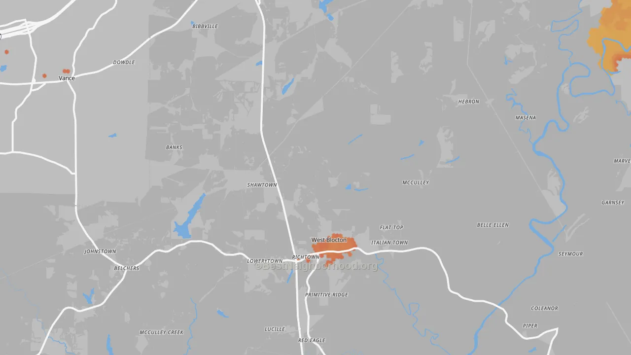 Bike Grade map of 35184, AL