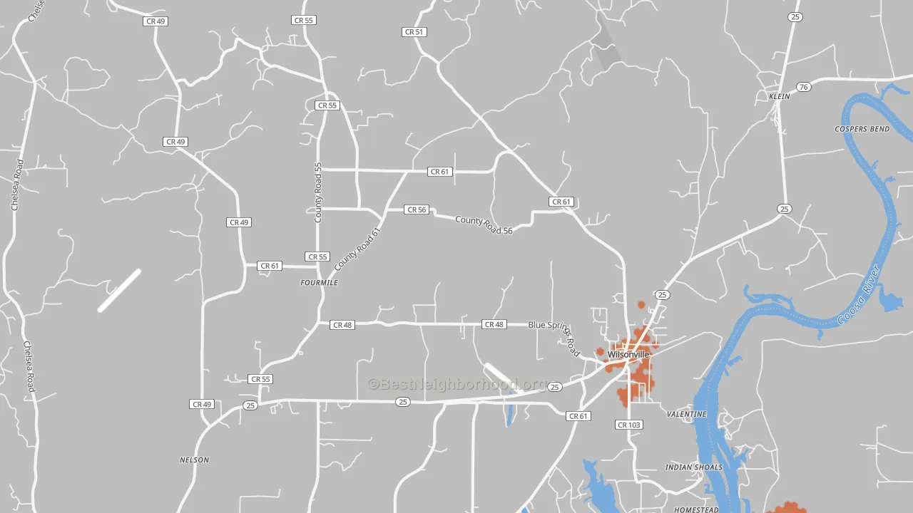 Bike Grade map of 35186, AL