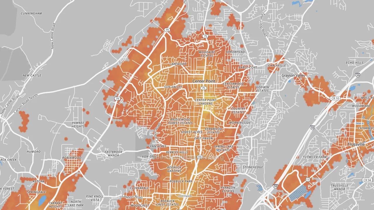 Bike Grade map of 35215, AL
