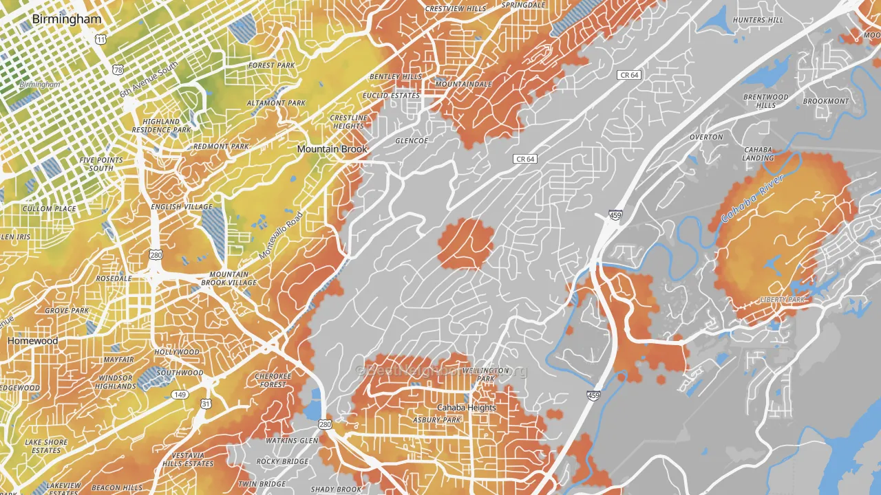 Bike Grade map of 35223, AL