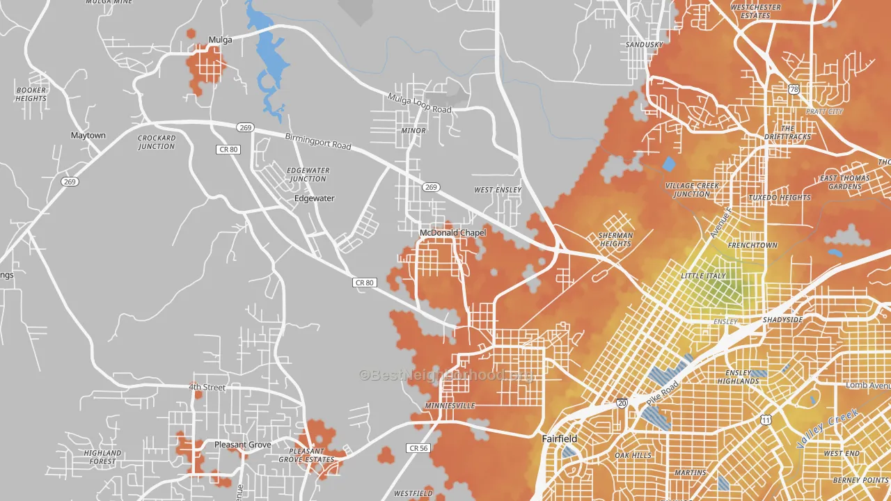 Bike Grade map of 35224, AL