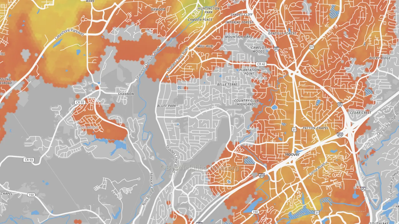 Bike Grade map of 35226, AL