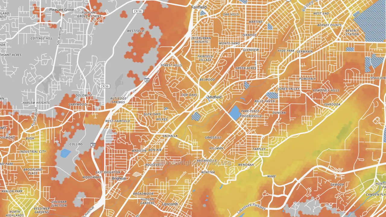 Bike Grade map of 35228, AL