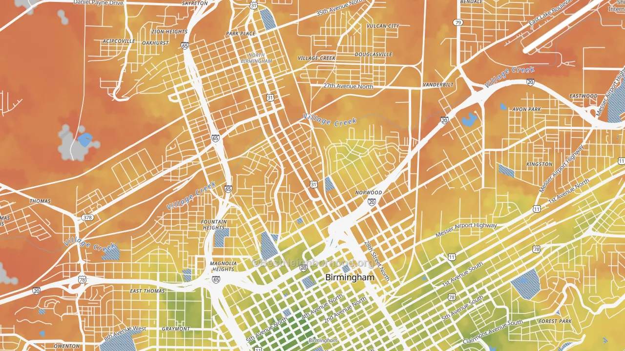 Bike Grade map of 35234, AL