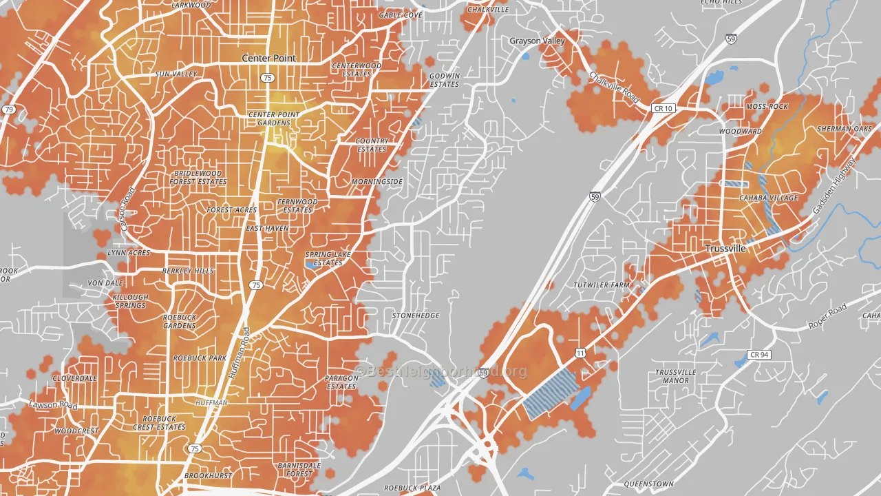 Bike Grade map of 35235, AL