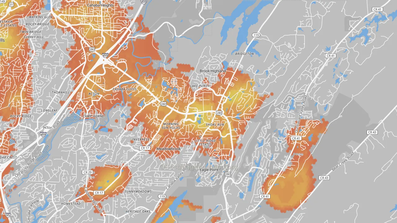Bike Grade map of 35242, AL