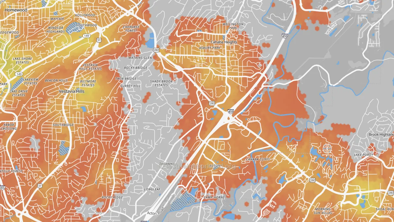 Bike Grade map of 35243, AL