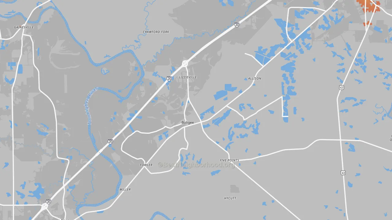 Bike Grade map of 35443, AL