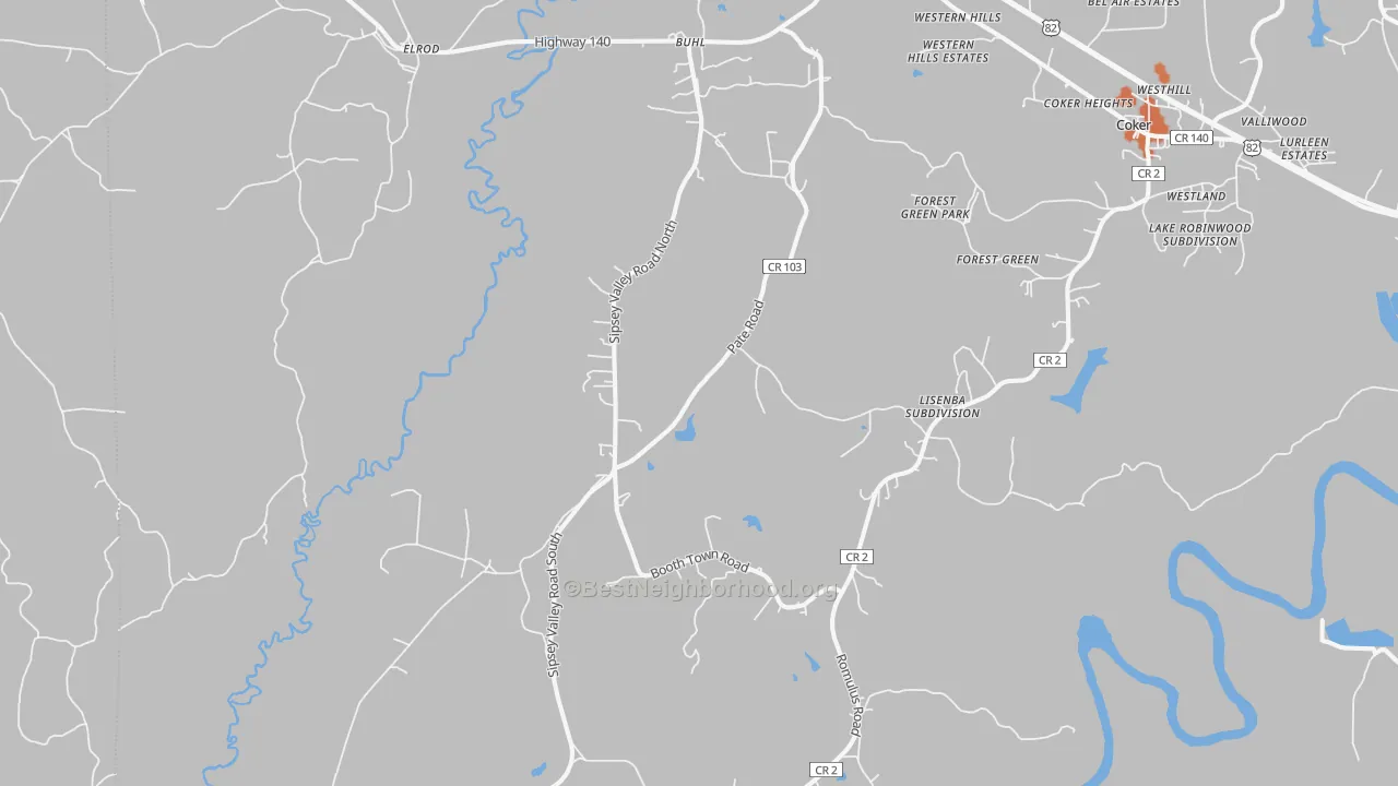 Bike Grade map of 35446, AL