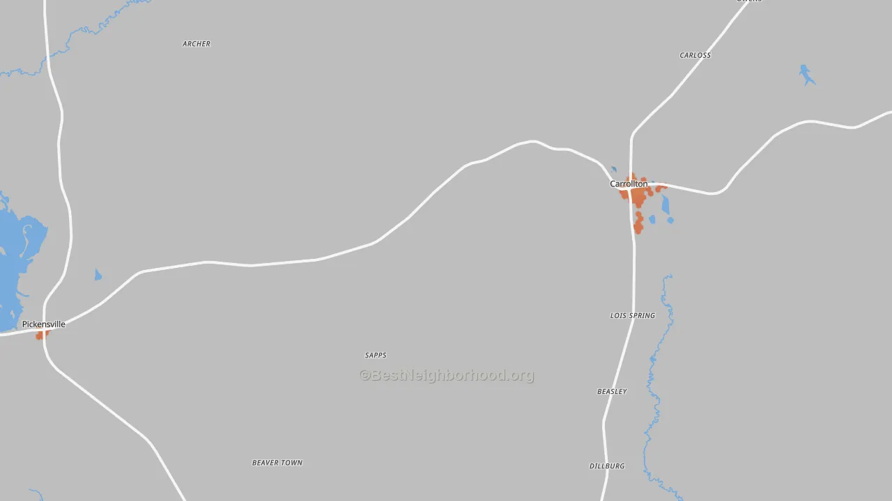 Bike Grade map of 35447, AL