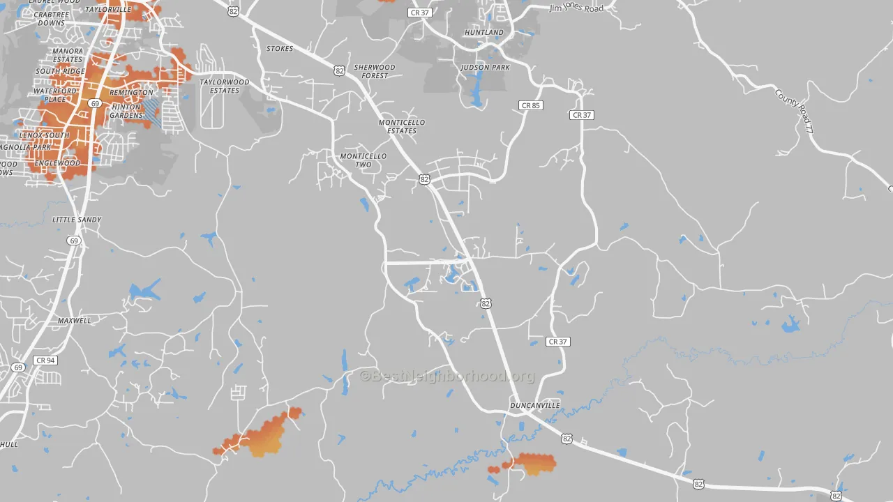 Bike Grade map of 35456, AL