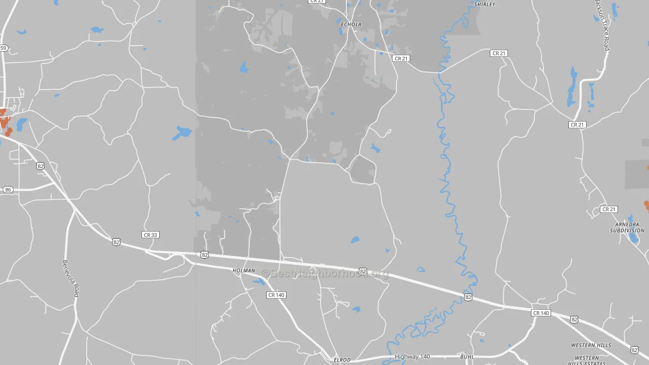 Bike Grade map of 35458, AL