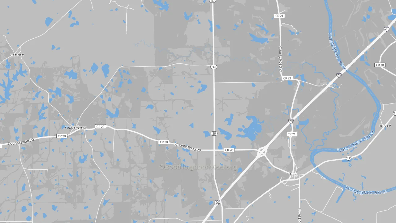 Bike Grade map of 35460, AL