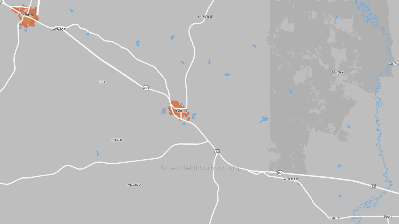 Bike Grade map of 35466, AL