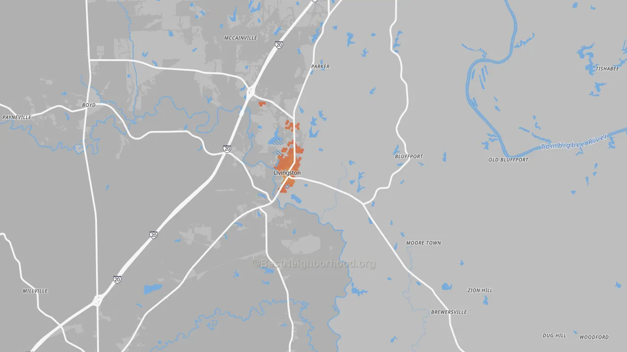 Bike Grade map of 35470, AL