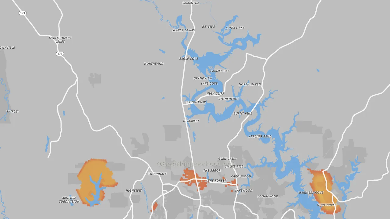 Bike Grade map of 35475, AL