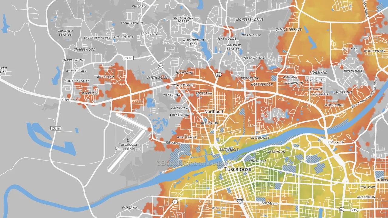 Bike Grade map of 35476, AL