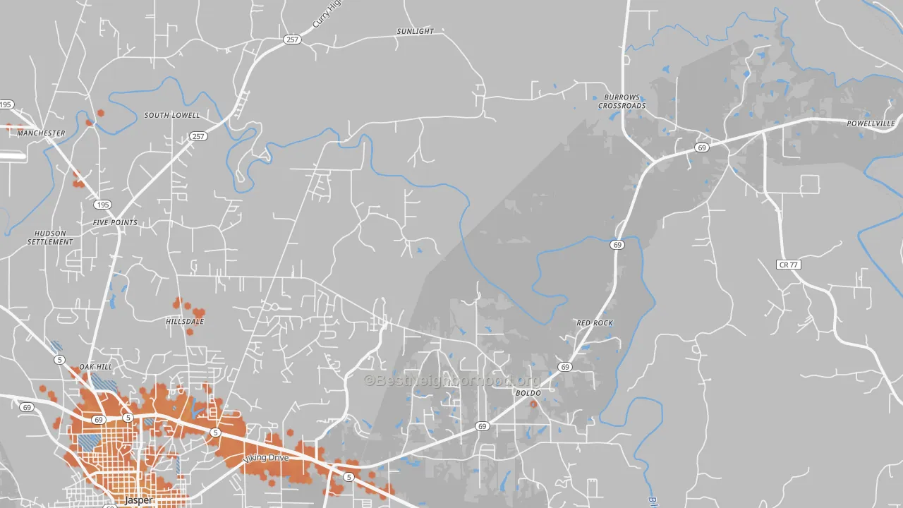 Bike Grade map of 35504, AL