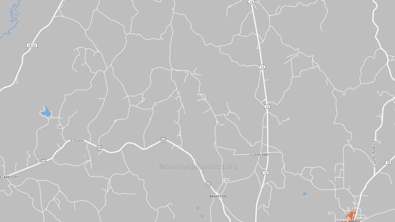 Bike Grade map of 35542, AL