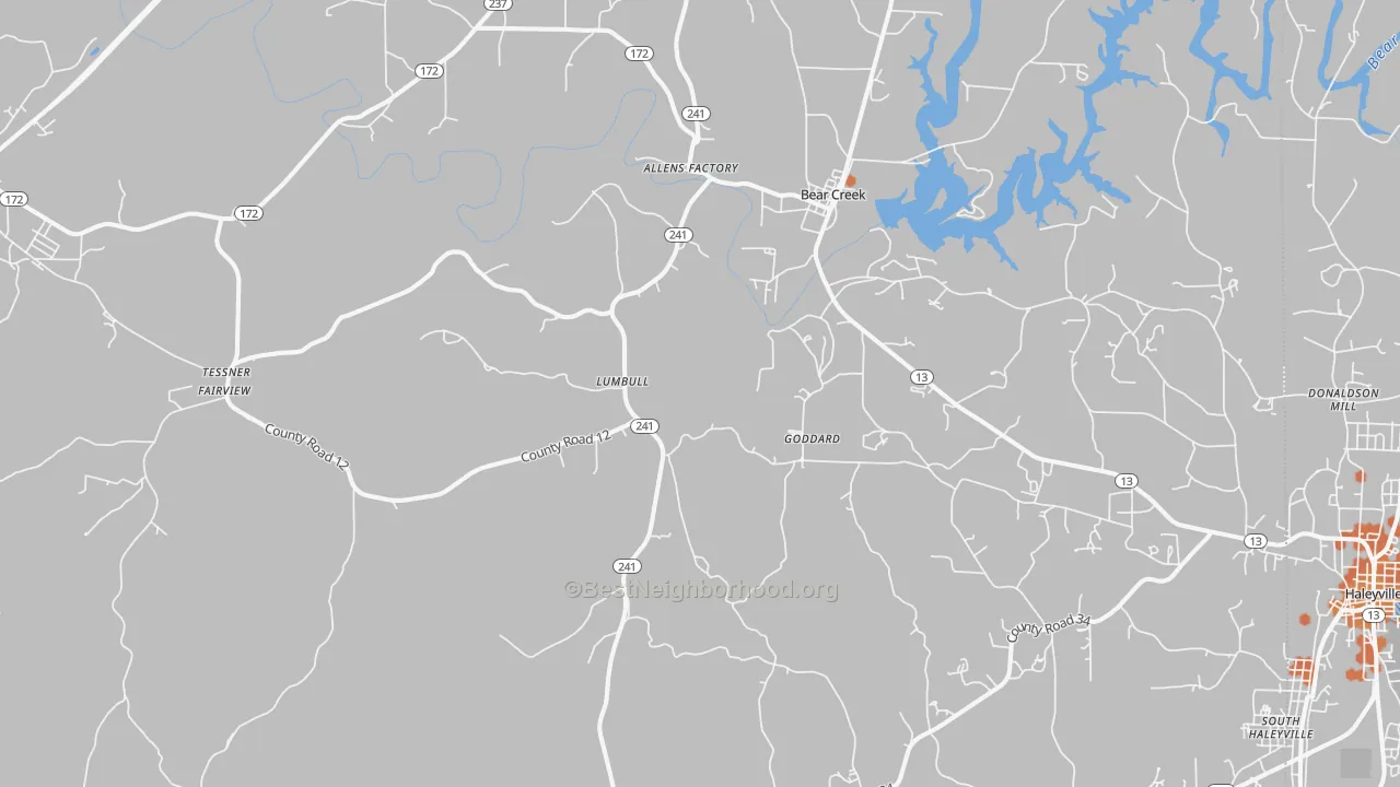 Bike Grade map of 35543, AL