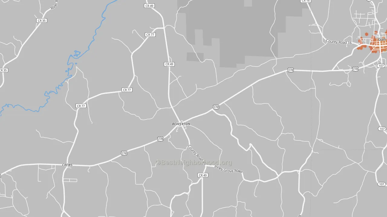 Bike Grade map of 35544, AL